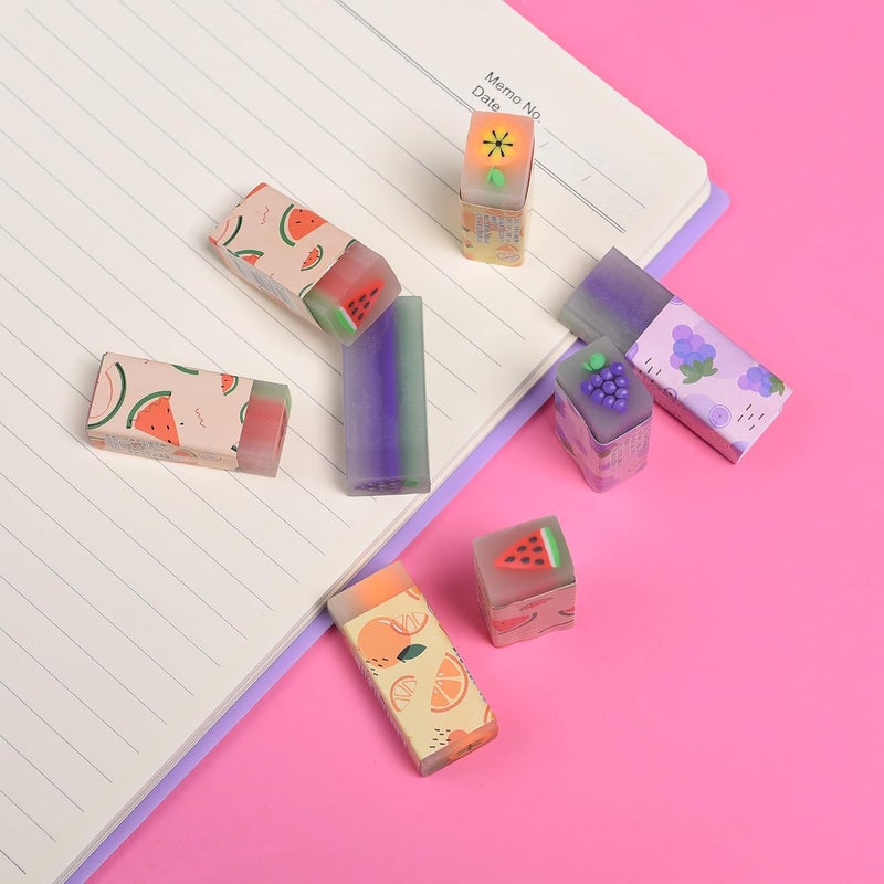 MGTECH 15Pcs Cute Fruit Erasers for Kids, Fun Food Pencil Erasers for School Supplies Prize Gifts Party Favors - Image 5